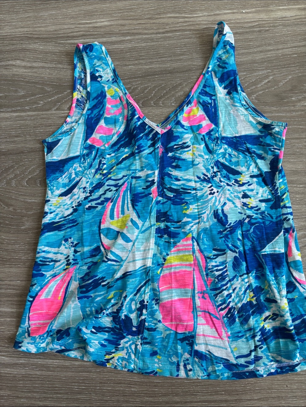 Lilly Pulitzer V-Neck Sail Print Tank in Blue & Pink - Picture 4 of 4